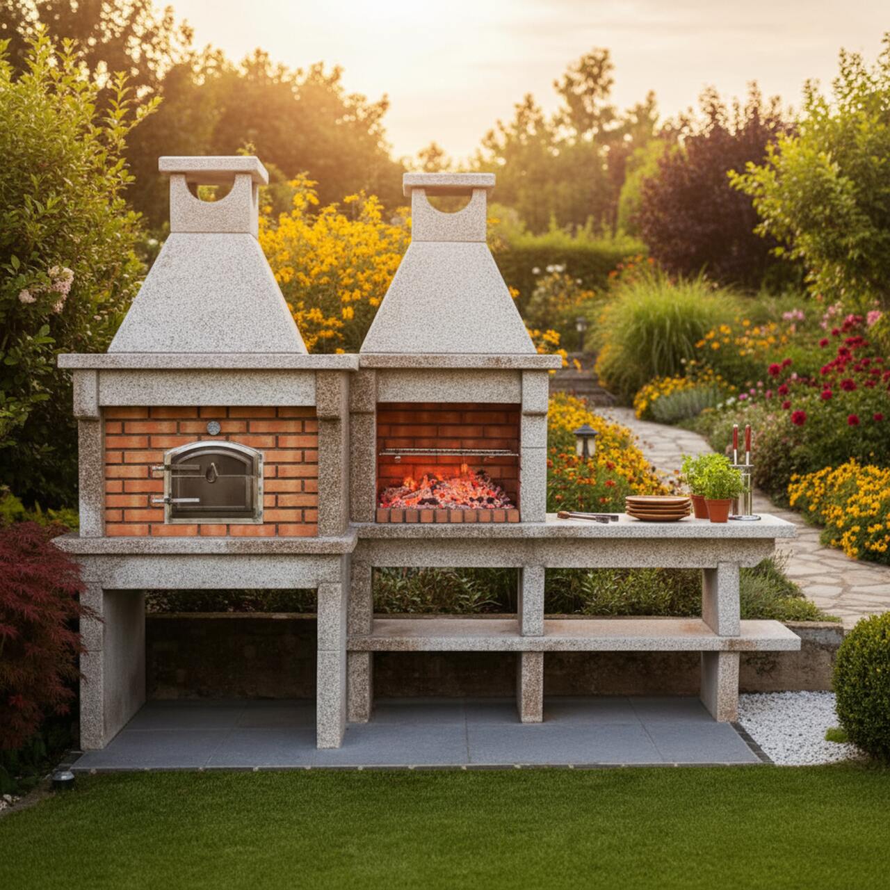 Barbecue granit avec four et évier GR56F