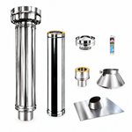 KIT tube INOX Isolée avec Solin pour Fours à Bois a brique AC172F