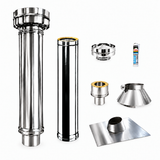 KIT tube INOX Isolée avec Solin pour Fours à Bois a brique AC172F