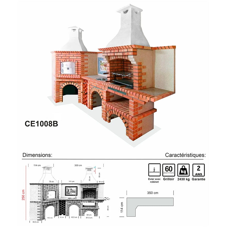 Four a pizza d'angle avec Barbecue CE1008B