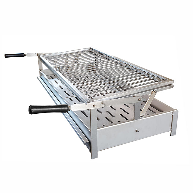 Grille De Barbecue Inox AISI 304 53x38 Cm – Qualité Européenne Robuste Avec Poignées Bois