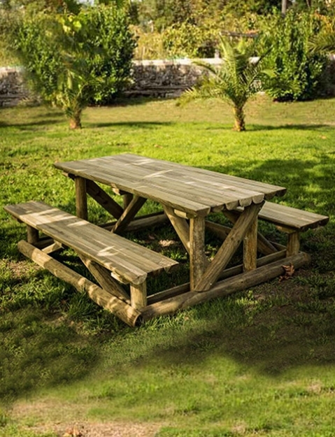 Table et Bancs de Jardin TRONC TO3003A-My Barbecue