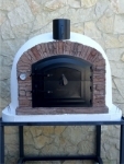 Picture of Four a bois et pain Ventura Rouge 120cm avec Porte Noir